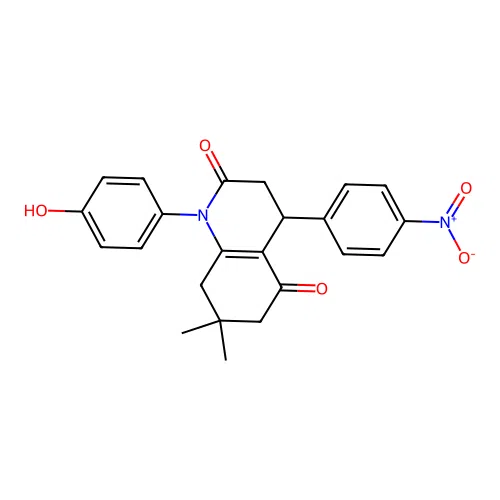 1-(4-hydroxyphenyl)-7,7-dimethyl-4-(4-nitrophenyl)-3,4,7,8-tetrahydroquinoline-2,5(1H,6H)-dione structure