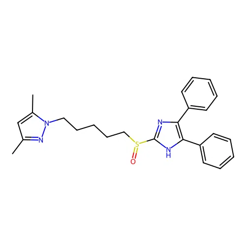 2-(5-(3,5-Dimethylpyrazol-1-yl)pent-1-yl)sulfinyl-4,5-diphenylimidazole structure