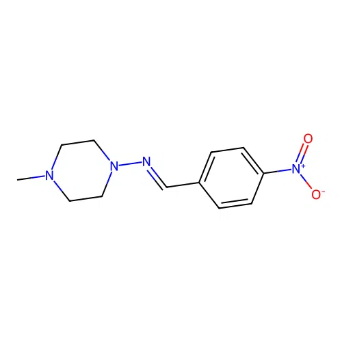 4-methyl-N-[(E)-(4-nitrophenyl)methylidene]piperazin-1-amine structure