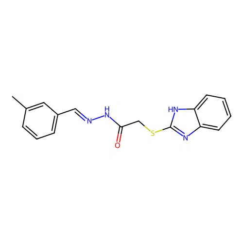 2-(1H-benzimidazol-2-ylsulfanyl)-N'-[(E)-(3-methylphenyl)methylidene]acetohydrazide structure