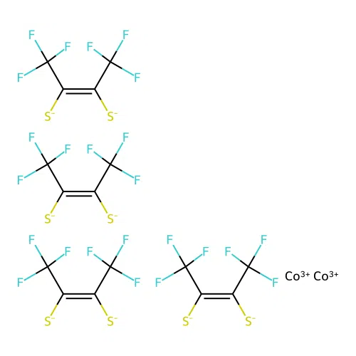 bis(cobalt(3+));tetrakis((Z)-1,1,1,4,4,4-hexafluorobut-2-ene-2,3-dithiolate) structure