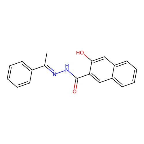 3-hydroxy-N'-(1-phenylethylidene)-2-naphthohydrazide structure