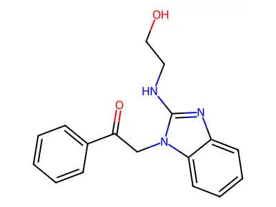 2-{2-[(2-hydroxyethyl)amino]-1H-benzimidazol-1-yl}-1-phenylethanone structure