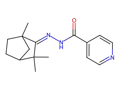 N-[(1,3,3-trimethyl-2-bicyclo[2.2.1]heptanylidene)amino]pyridine-4-carboxamide structure