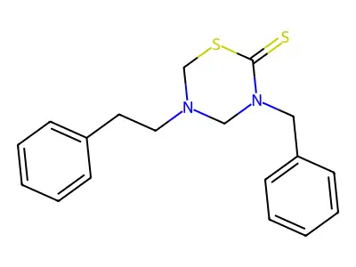 3-Benzyl-5-phenethyl-1,3,5-thiadiazinane-2-thione structure
