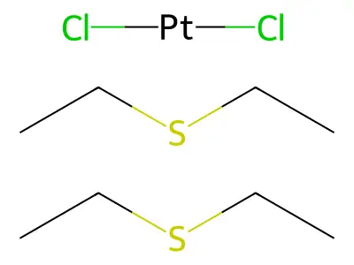 Ethylsulfanylethane; platinum(2+); dichloride structure