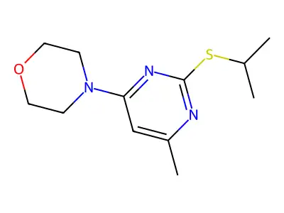 Morpholine, 4-(6-methyl-2-((1-methylethyl)thio)-4-pyrimidinyl)- structure
