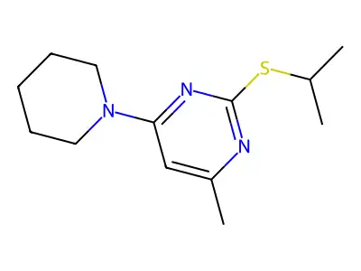 Pyrimidine, 4-methyl-2-((1-methylethyl)thio)-6-(1-piperidinyl)- structure
