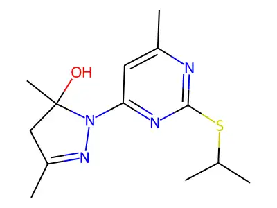 4-(1-(5-Hydroxy-3,5-dimethylpyrazolinyl-2))-2-isopropylthio-6-methylpyrimidine structure