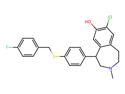 7-Chloro-8-hydroxy-1-(4'-(4-fluorobenzyl)thiophenyl)-3-methyl-2,3,4,5-tetrahydro-1H-3-benzazepine structure