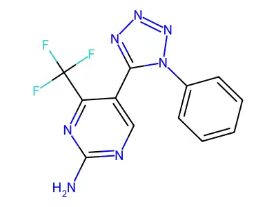 5-(1-phenyl-1H-tetraazol-5-yl)-4-(trifluoromethyl)-2-pyrimidinylamine structure