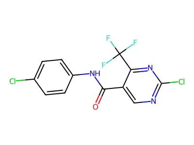 2-chloro-N-(4-chlorophenyl)-4-(trifluoromethyl)pyrimidine-5-carboxamide structure