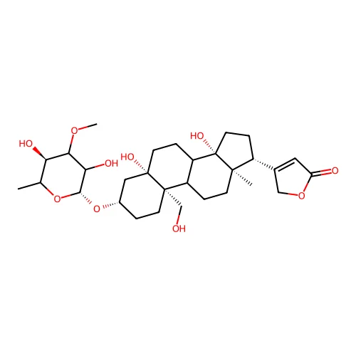 3-[(6-Deoxy-3-O-methylhexopyranosyl)oxy]-5,14,19-trihydroxycard-20(22)-enolide structure