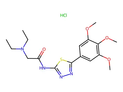 Acetamide, 2-(diethylamino)-N-(5-(3,4,5-trimethoxyphenyl)-1,3,4-thiadiazol-2-yl)-, monohydrochloride structure