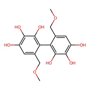 2,2',3,3',4,4'-Hexahydroxy-1,1'-biphenyl-6,6'-dimethanol dimethyl ether structure