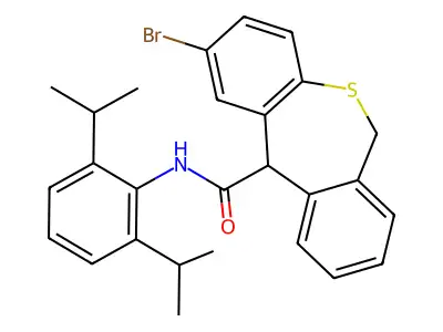 2-Bromo-6,11-dihydro-N-(2,6-diisopropylphenyl)dibenzo(b,e)thiepin-11-carboxamide structure