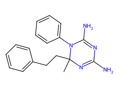 6-Methyl-1-phenyl-6-(2-phenylethyl)-1,3,5-triazine-2,4-diamine structure