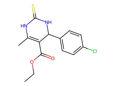 ethyl 4-(4-chlorophenyl)-6-methyl-2-thioxo-1,2,3,4-tetrahydropyrimidine-5-carboxylate structure