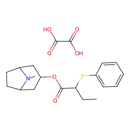 Tropine 2-(phenylthio)butanoate oxalate salt structure