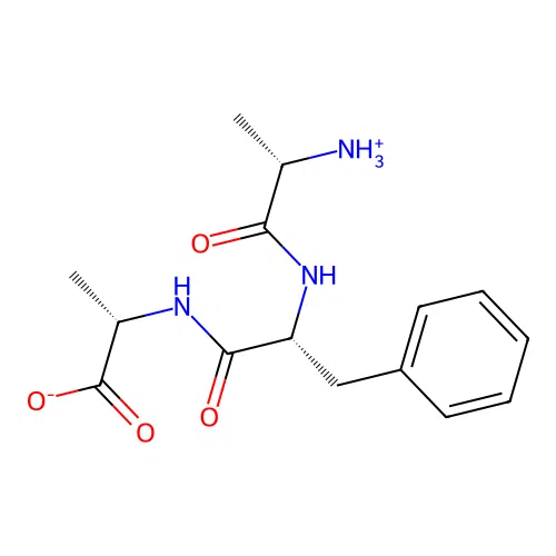 (2S)-2-[[(2R)-2-[[(2S)-2-azaniumylpropanoyl]amino]-3-phenylpropanoyl]amino]propanoate structure