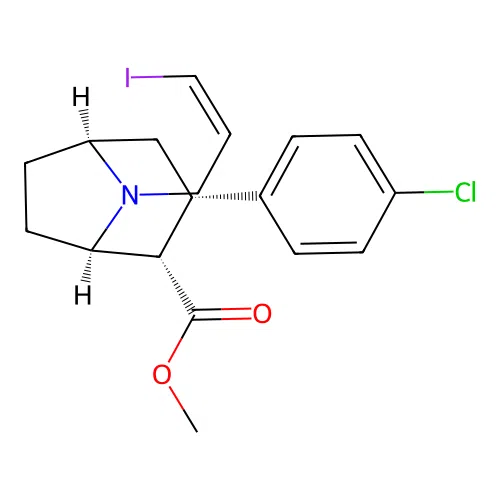 N-(3-iodopropen-1-yl)-2-carbomethoxy-3-(4-chlorophenyl)tropane structure
