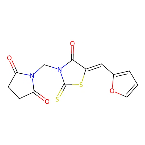 1-((5-(2-furylmethylene)-4-oxo-2-thioxo-1,3-thiazolidin-3-yl structure
