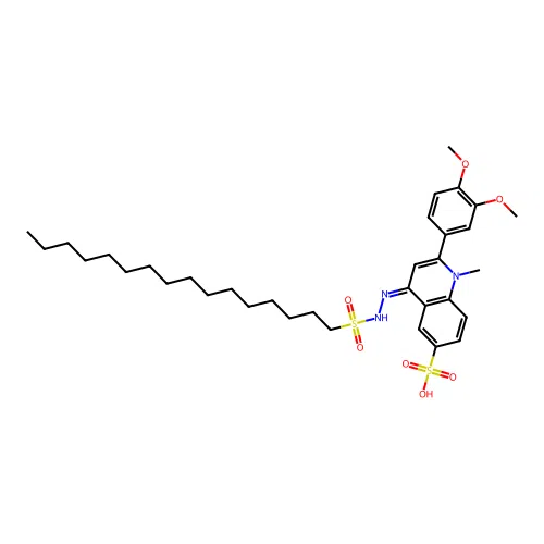 1-Hexadecanesulfonic (2(3,4-dimethoxy-PH)-1-ME-6-sulfo-4-quinolylidene)hydrazide structure