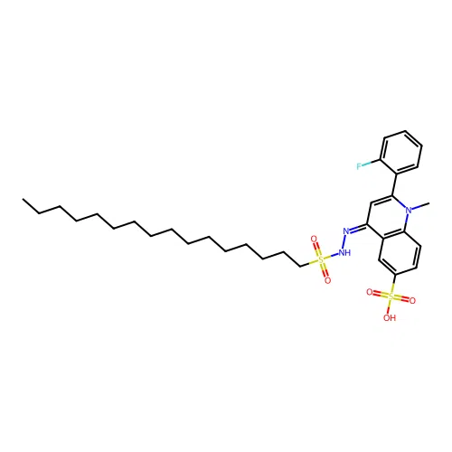 1-Hexadecanesulfonic acid(1-methyl-2-(O-fluorophenyl)-6-sulfo-4(1H)-quinolyliden structure