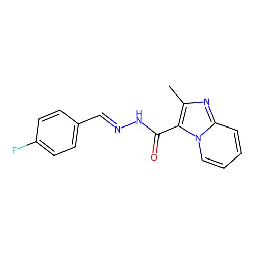 N'-(4-fluorobenzylidene)-2-methylimidazo[1,2-a]pyridine-3-carbohydrazide structure