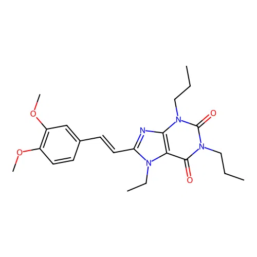 (E)-8-(3,4-Dimethoxystyryl)-7-ethyl-1,3-dipropylxanthine structure