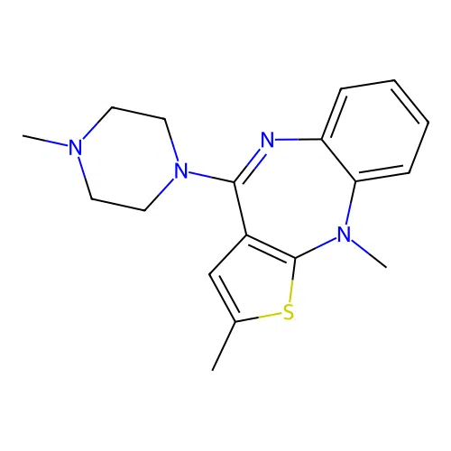 2,10-Dimethyl-4-(4-methyl-1-piperazinyl)-10H-thieno-[2,3-b][1,5]benzodiazepine structure