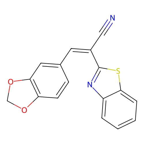 (Z)-3-(benzo[d][1,3]dioxol-5-yl)-2-(benzo[d]thiazol-2-yl)acrylonitrile structure