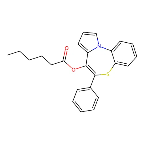 6-Phenyl-7-hexanoyloxypyrrolo[2,1-d][1,5]benzothiazepine structure