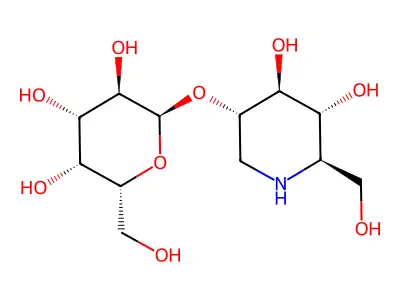 2-O-a-D-Galactopyranosyl-1-deoxynojirimycin structure