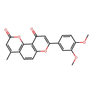 8-(3,4-dimethoxyphenyl)-4-methyl-2H,10H-pyrano[2,3-f]chromene-2,10-dione structure