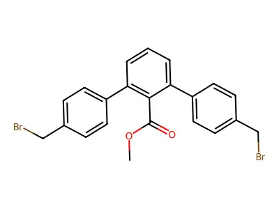 4,4''-Bis-bromomethyl-(1,1',3',1'')terphenyl-2'-carboxylic acid methyl ester structure