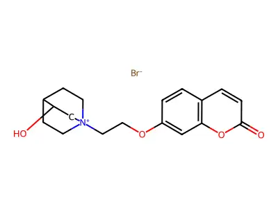 Quinuclidinium, 3-hydroxy-1-(2-((2-oxo-2H-1-benzopyran-7-yl)oxy)ethyl)-, bromide structure