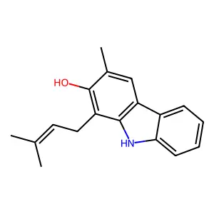 3-Methyl-1-(3-methyl-2-buten-1-yl)-9H-carbazol-2-ol structure