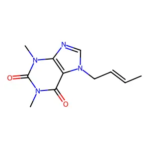 7-[(E)-but-2-enyl]-1,3-dimethylpurine-2,6-dione structure