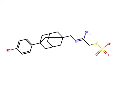 N-(3-(4-Hydroxyphenyl)adamant-1-ylmethyl)acetamidinothiosulfuric acid structure