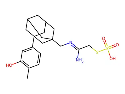 N-(3-(3-Hydroxy-4-methylphenyl)adamant-1-ylmethyl)acetamidinothiosulfuric acid structure