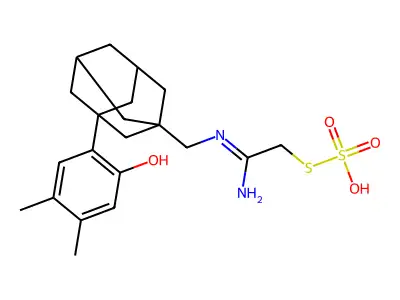 N-(3-(2-Hydroxy-4,5-dimethylphenyl)adamant-1-ylmethyl)acetamidinothiosulfuric acid structure
