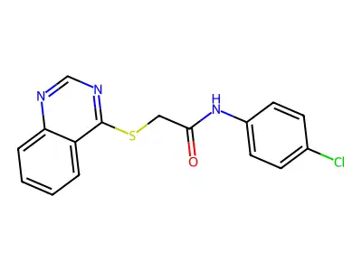 N-(4-chlorophenyl)-2-(quinazolin-4-ylthio)acetamide structure