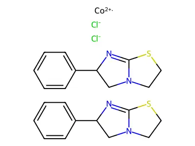 Cobalt, dichlorobis(2,3,5,6-tetrahydro-6-phenylimidazo(2,1-b)thiazole-N(sup 7)-, (T-4-(S),(S))- structure