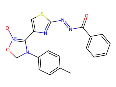 N-[[4-[4-(4-methylphenyl)-2-oxido-5H-1,2,4-oxadiazol-2-ium-3-yl]-1,3-thiazol-2-yl]imino]benzamide structure