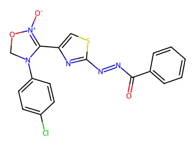 N-[[4-[4-(4-chlorophenyl)-2-oxido-5H-1,2,4-oxadiazol-2-ium-3-yl]-1,3-thiazol-2-yl]imino]benzamide structure