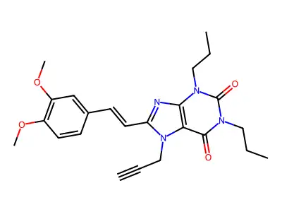 8-[2-(3,4-Dimethoxyphenyl)ethenyl]-1,3-dipropyl-7-prop-2-ynylpurine-2,6-dione structure