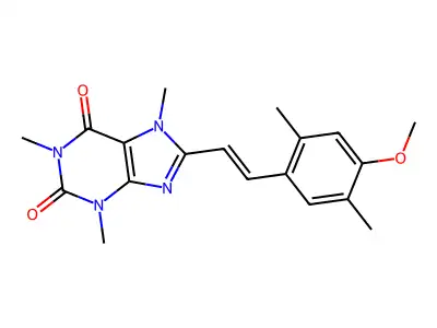 8-[2-(4-Methoxy-2,5-dimethylphenyl)ethenyl]-1,3,7-trimethylpurine-2,6-dione structure