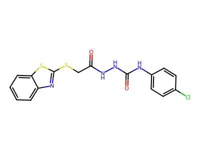 1-(2-(Benzothiazol-2-ylthio)acetyl)-4-(4-chlorophenyl)semicarbazide structure