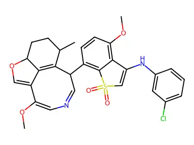 Benzo(b)thiophen-3-amine, N-(3-chlorophenyl-4-methoxy-7-(10-methoxy-5-methyl-4,5,6,7-tetrahydro-3H-furo(4,3,2-fg)(3)benzazocin-6-yl)-, 1,1-dioxide structure